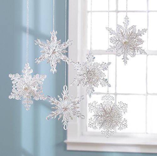 Raz Imports Snowflake Christmas Tree Ornaments (Set Of 6), 4.5" #TOP10
