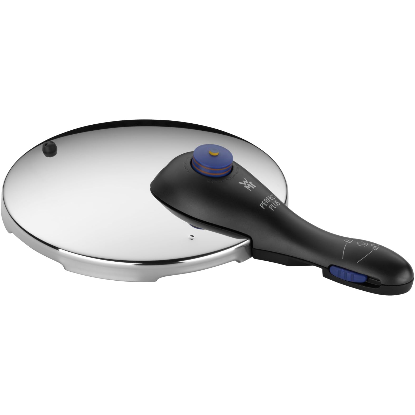 WMF Perfect Plus snelkookpan 3,0 l met inzetstuk, snelpan 22 cm, Cromargan roestvrij staal gepolijst, inductie, 2 kookstanden, eenhands kookstanden