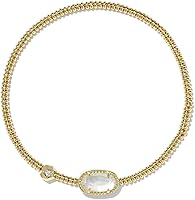 Kendra Scott Grayson Mother-of-Pearl Stretch Bracelet - 14K Gold Plated Brass, Fits Any Wrist, Stackable Fashion Jewelry