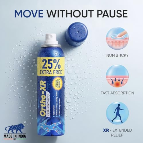 Image of Ortho XR Ayurvedic Pain Relief Spray 50g x 4 | Instant Relief for Back, Knee, Joint, Neck, Shoulder, Muscle & Arthritis Pain | Special Warming Formula | Herbal & Skin-Friendly | 200 gms
