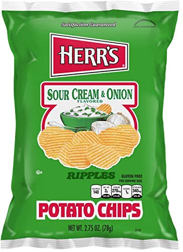 Herr's Sour Cream & Onion Flavored Potato Chips 2.75 oz Bags - Pack of 24