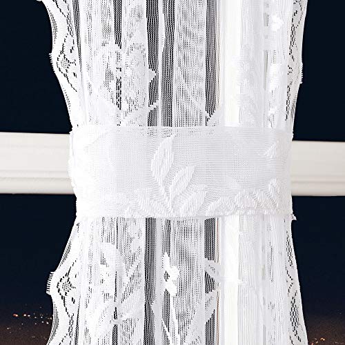 Warm Home Designs Pair Of 2 White Color Lace French Door Curtain Panels Are 52 Inch Wide By 72 Inches Long. Scalloped Doorway Sidelight Curtains Come With 2 Matching Tie-Backs. R White 52” X 72” #TOP1