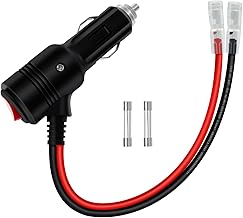 HuaLiSiJi Adaptateur Male Allume Cigare Adaptateur Prise Male Allume Cigare 12V avec Interrupteur 14AWG 20A pour Moto, Voiture, Bateau, Chargeur Solaire (0.5m)