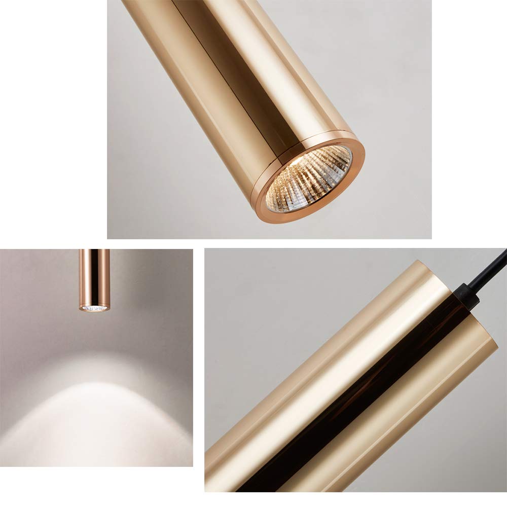 Lampada a sospensione moderna a LED creativa Bancone bar dorato Faretto cilindrico Lampada da soffitto a sospensione a tubo lungo Lampadario regolabile in altezza per illuminazione-Neutral Light-4000k