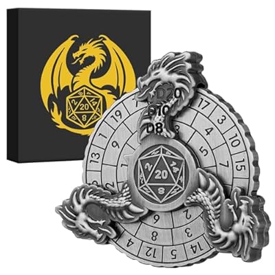 Keller & Weber - DND Radwürfel Spinner  7-in-1 Dragón Metallische Dados  Ruleta Dados Spinner para juego de dados  D&D regalos con caja de regalo  juego de rol  accesorios de juego de mesa  plata
