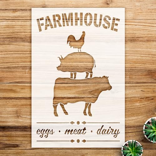 Farmhouse Animal Stack Stencil for Wood and Kitchen Decor, Reusable Mylar Template for DIY Crafts and Home Decoration - Size A1 (22.1