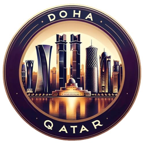 Imán decorativo plano recortado recuerdo Doha Qatar miniatura 1