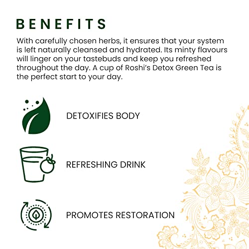 Image of Roshi Detox Green Tea | 25 Teabags | Herbally rejuvenating Detox Green Tea with Moroccan Mint, Tulsi and Milk Thistle