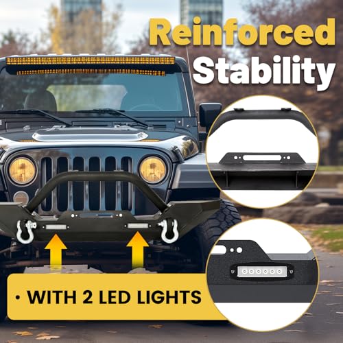Image of ECOTRIC Front Bumper Compatible with 1987-2006 Jeep Wrangler TJ YJ