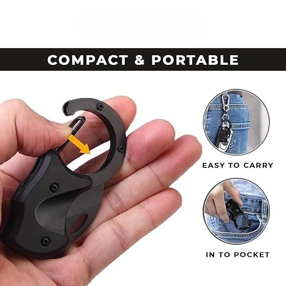 Image of Foldable Knife (Manual) Metal Keychain Key Ring Holder For Kitchen, Home, Travel and Office Tool Carbon Steel | Multipurpose Carbon Steel Blade Pocket Knives for Kitchen (BLACK - KEY CHIAN)