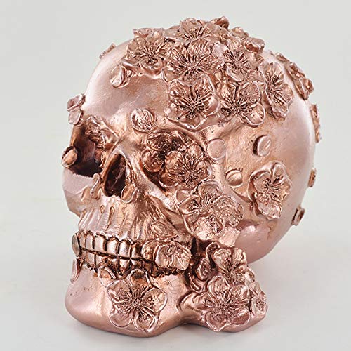 Fiesta Studios Copper Skull with Flowers Ornament - Novelty Goth Halloween Decor - Image 2