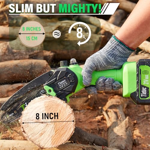 image for Tietoc Mini Chainsaw 8 inch Cordless with 2x 4000mAh Batteries, Batter