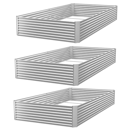 BTDVR 3 Pcs Galvanized Raised Garden Bed Outdoor, Metal Raised Beds for Vegetables, Above Ground Garden Box for Flower, Steel Garden Bed for Gardening - 36x18 inch