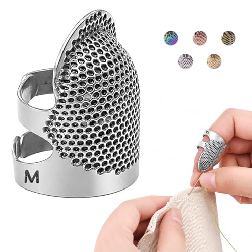 Image of Thimbles for Hand Sewing, Sewing Thimble Kit, Metal Finger Protectors, Thimble Ring for Hand Quilting and Embroidery(Silver,1Pcs,Medium)