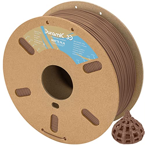 Duramic 3D Matte Pla Filament 1.75Mm Chocolate Brown, 1Kg Cardboard Spool Matte Finish 3D Printer Filament Pla 1.75Mm Dimensional Accuracy 99% +/- 0.03 Mm, Printing With Fdm 3D Printer #TOP5