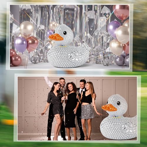 Image of Geelin 4 ft Rhinestone Duck Cardboard Cutout Standup Bling Theme Party Decoration Life Size Giant Rubber Duck Backdrop Photo Prop for Shiny Birthday Baby Shower Wedding Party Decoration Supplies