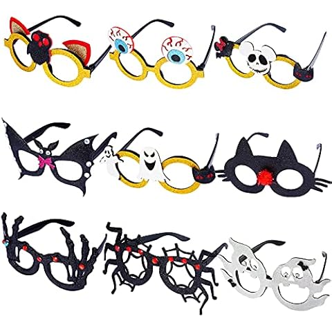 Tongcloud 9pcs Halloween Party Eyeglasses Halloween Glasses Party Eyeglasses Funny Eyeglasses Costume Glasses Cover
