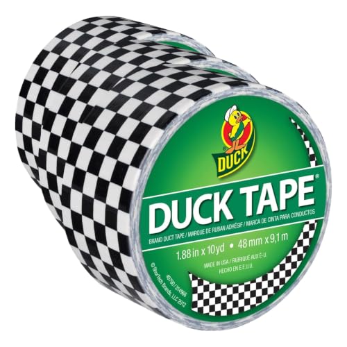 Image of Duck Brand Printed Duct Tape, Checker, 1.88 Inches x 10 Yards, Single Roll (280410) (Pack of 3)