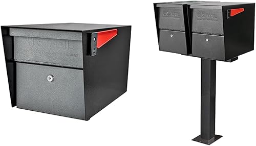 Mail Boss 7521 Mail Manager Buzón de bloqueo, grande, negro y granito y barra de caja 7144 para dos aplicaciones, 2 esparcidores de buzón, color