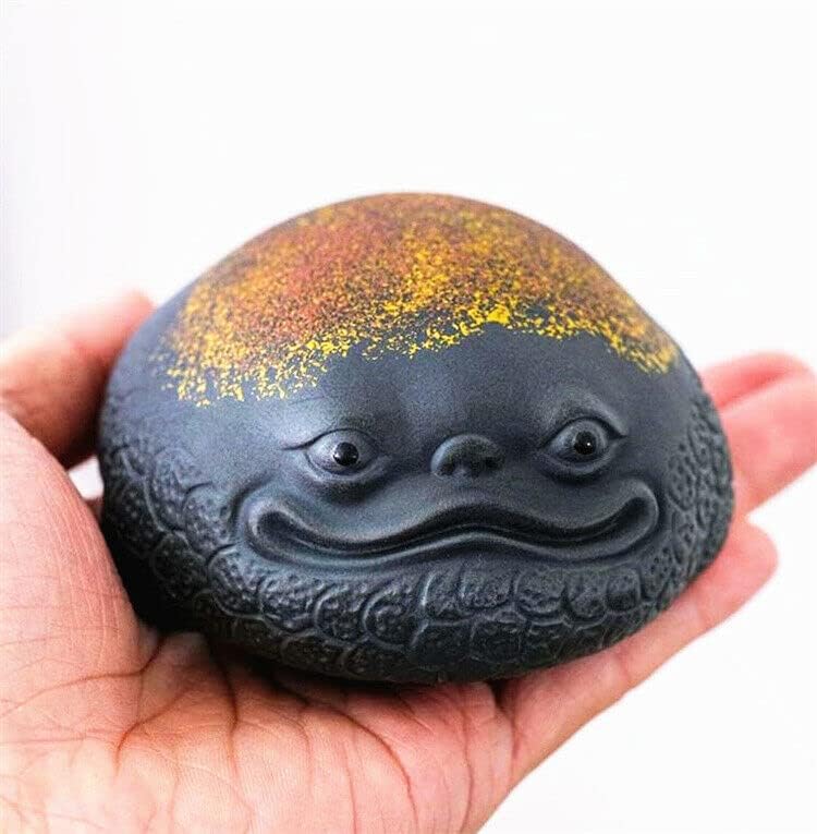 EatingBiting 3.1" x 1.6" Chinese Zisha Tea Pet Purple Sand Clay Tea Pet Golden Toad Tea Pet logo Handmade Purple Clay for Kungfu Gift Water Tea Tray Accessories for Tea Lovers Oolong Tea Home Decor image 2
