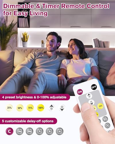 Image of EMITEVER Cool White COB Strip Light Kit 5000K,16.4ft 2400LEDs,24V Dimmable | CRI 90+,305+LM /ft,ETL 48W power supply & remote included,UL listed Strip for living room,kitchen,under cabinet & shelving