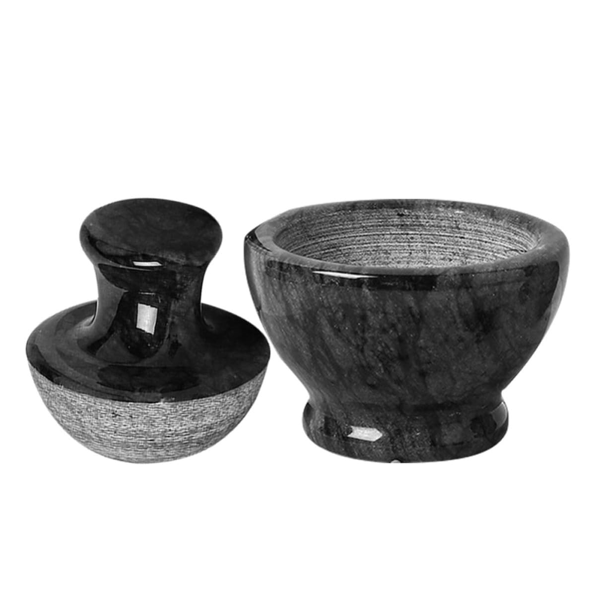 GALPADA Mortero de Mármol Cabeza de Seta Negro para Moler Pastillas y Especias, Superficie Lisa Adecuado para Cocina y Farmacias, Accesorio Práctico