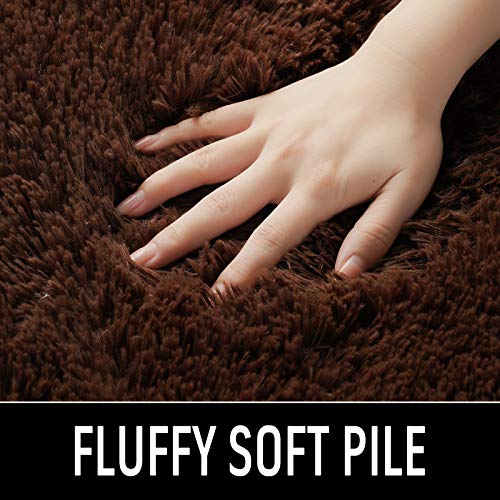 HOMORE Luxury Fluffy Area Rug Modern Shag Rugs for Bedroom Living Room, Super Soft and Comfy Carpet, Cute Carpets for Kids Nursery Girls Home, 3x5 Feet, Brown