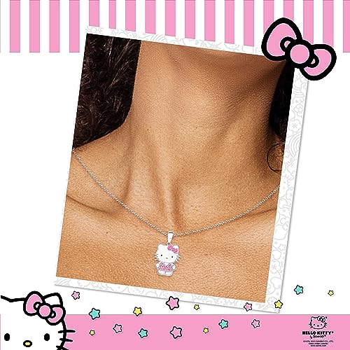 Hello Kitty Sanrio Womens Necklace Official License - Silver Plated Necklace with Enamel and Crystal Pendant2