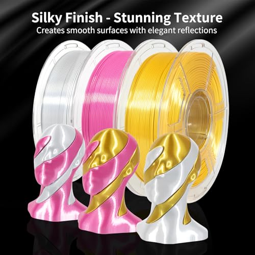 Image of IEMAI Silver Silk PLA Filament 1.75mm 1kg, Silky Glossy Finish 3D Printer Filament Max 600mm /s Printing, Enhanced Toughness & Neatly Wound for DIY, Art & Home Decor