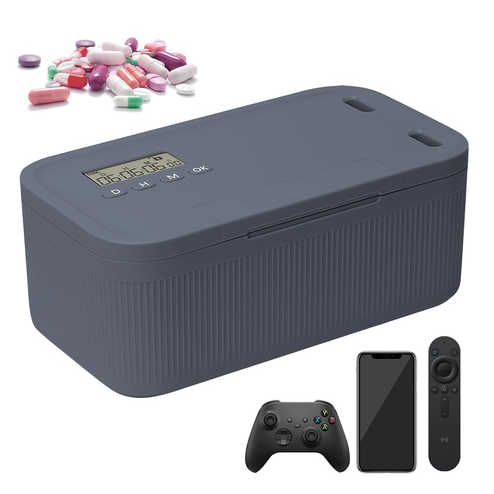 Zeitschloss Box mit 2 Arbeitsmodus, Handy Safe Timed Lock Boxs, Handy Gefängnis, Tragbar Zeitschloss Box Phone Suchtmanagement, 23.9x13.1x 9.6 cm (Grau)
