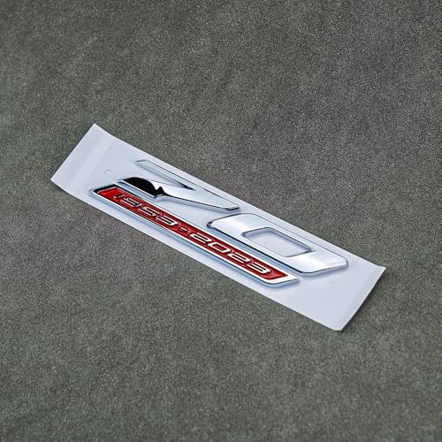 Image of 2Pc 70th Anniversary Side Emblems Car Fender 3D Badge Sticker Replacement for 2020-2024 C8 Corvette Genuine 70th (Silver Red)
