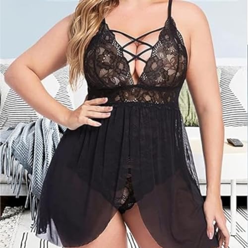 HOTSO-Sexy-Dessous-Babydoll-Plus-Size-Frauen-Chemise-Nachthemden-Spitze-Negligee-Unterwaesche-EIN-StueCk-Nachtwaesche-Nachthemd-Damen