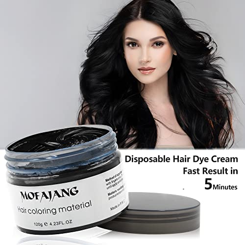 Image of Temporary Hair Clay Pomades 4.23 oz, Natural Hair Dye Material Disposable Hair Styling Clay Ash for Cosplay. Halloween, Party (Jet Black)