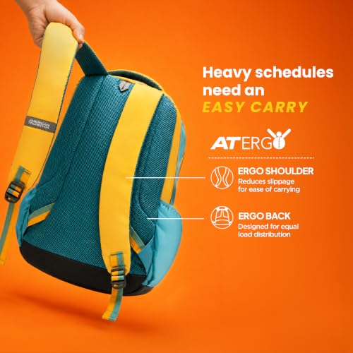 Image of American Tourister Nexa Style 03 | 32 L Backpack | 3 Compartments | School & College Bag for Men & Women | Grey /Yellow | 1 Yr Global Warranty