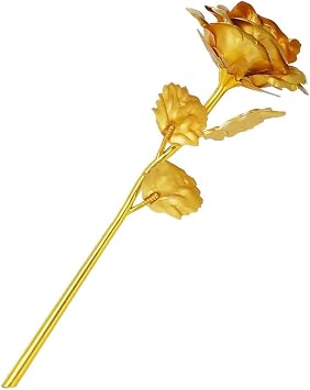 Resin Rose Eternal Long Stem Golden Rose | Forever Artificial Rose Flowers | Golden Rose Ideal for Valentines Day, Anniversaries, Mothers Day, and Birthday Celebrations