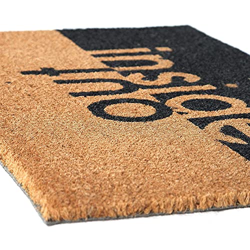 Image of Onlymat Coir Doormat for Entrance, Non Slip Door Rectangular Rug with Heavy Duty PVC Backing, Perfect Multipurpose Mat with Indoor-Outdoor Print, Black and Brown, 29.72 inchx17.72 inch