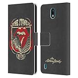 Head Case Designs 公式ライセンス ローリングストーンズ ジャンボ 舌 キー アート レザー ブック ウォレット ケースカバー Nokia C2対応