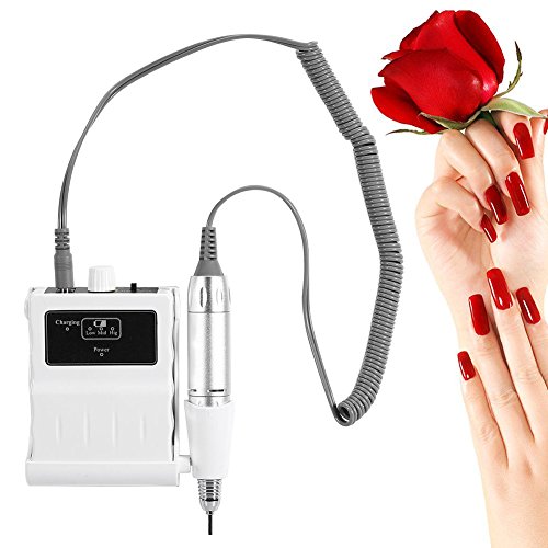30000 RPM Nail File Drill Machine, Portable Rechargeable Polishing Buffer and Smooth Nails Device Tool Set (Red)