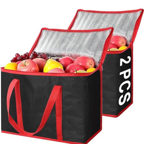 Opiniones de Porta alimentos que Puedes Comprar On-line. 41 2 Pcs Bolsa Termica Porta Alimentos,Bolsa Hielera Termica Plegable,Bolsa Termica Porta Alimentos con Parte Inferior Dura, Gran Capacidad para Camping, Playa, Picnic, Compras(Negro)...