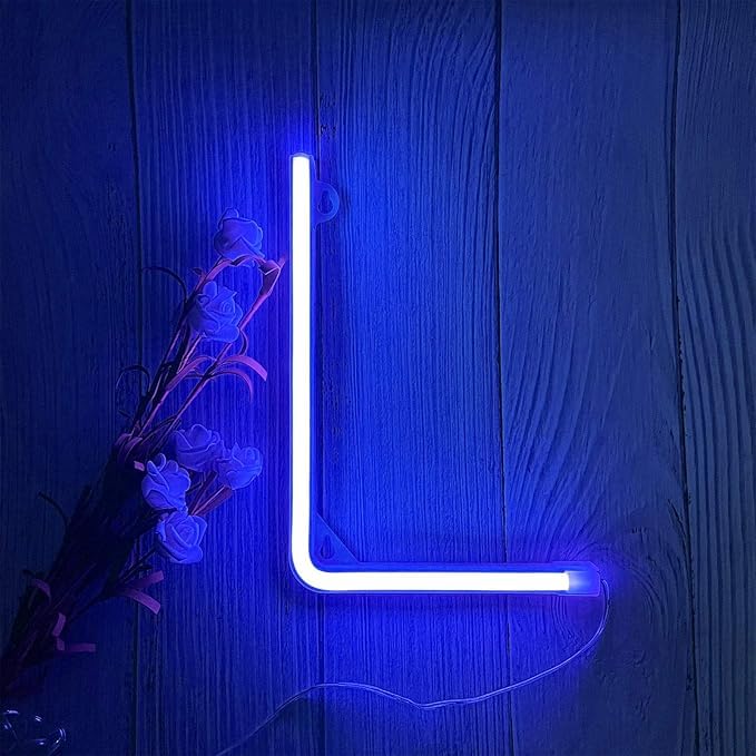 Neon Letter Lights LED Blue Neon Signs 26 Alphabet Sign USB/Battery Powered Creative Night Lamp Decor for Home Party Christmas Wedding Festival Light for Graduation (Letters L) — image 1