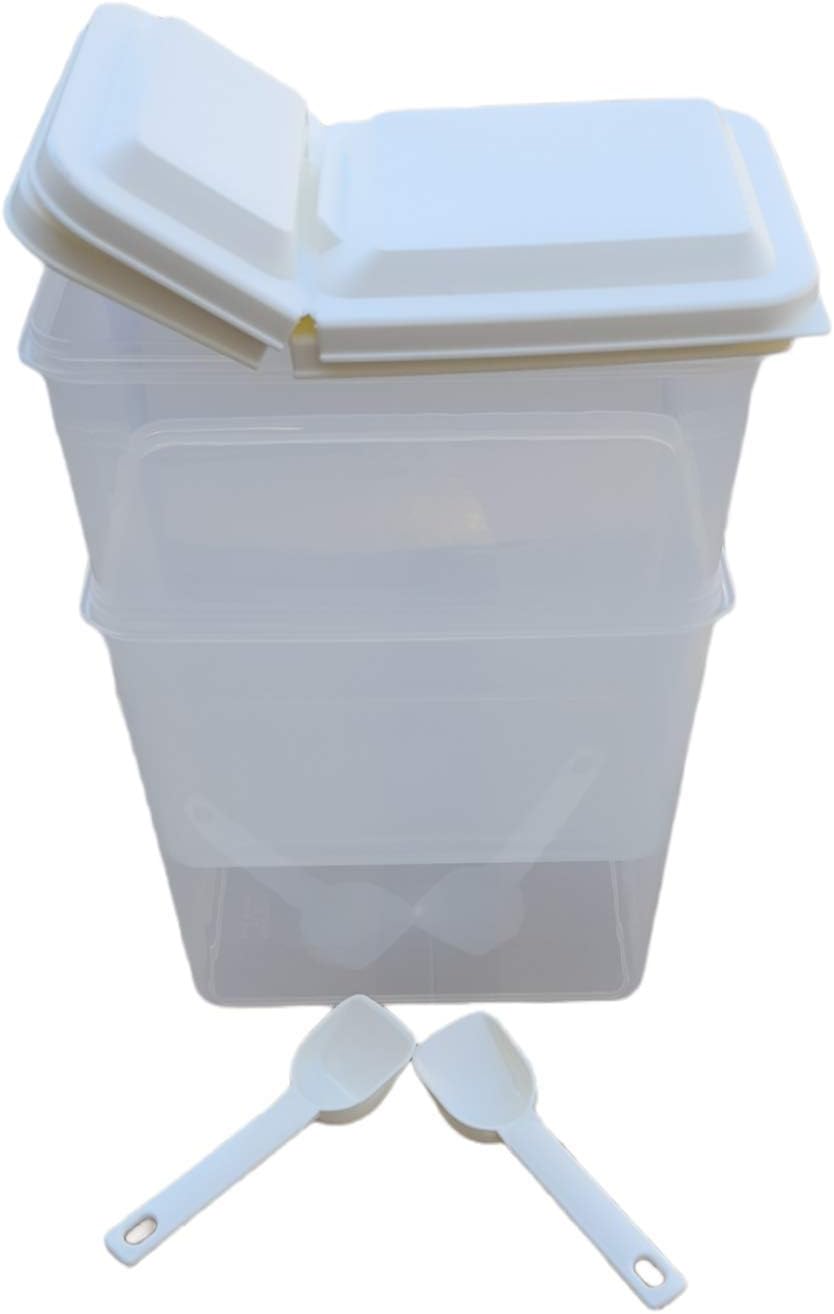 Food Storage Container with Lids & Measuring Spoon, 2pcs BPA-Free Airtight Dry Food Plastic Storage Containers Set, Kitchen Pantry & Storage Organizer, Plastic Container ideal for Cereal, flour, Spice