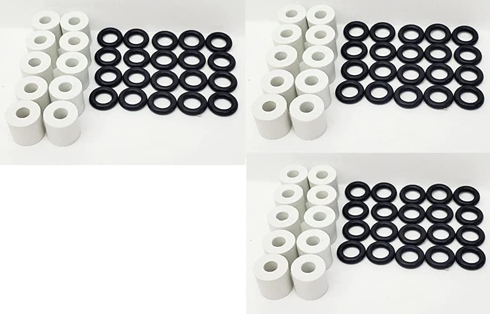 Windshield Repair Seal Set for Injector - 20 O-Rings and 10 White End Seals or Caps - Fits American Windshield Repair Systems Bridge and Other Bridges (3 Pack)