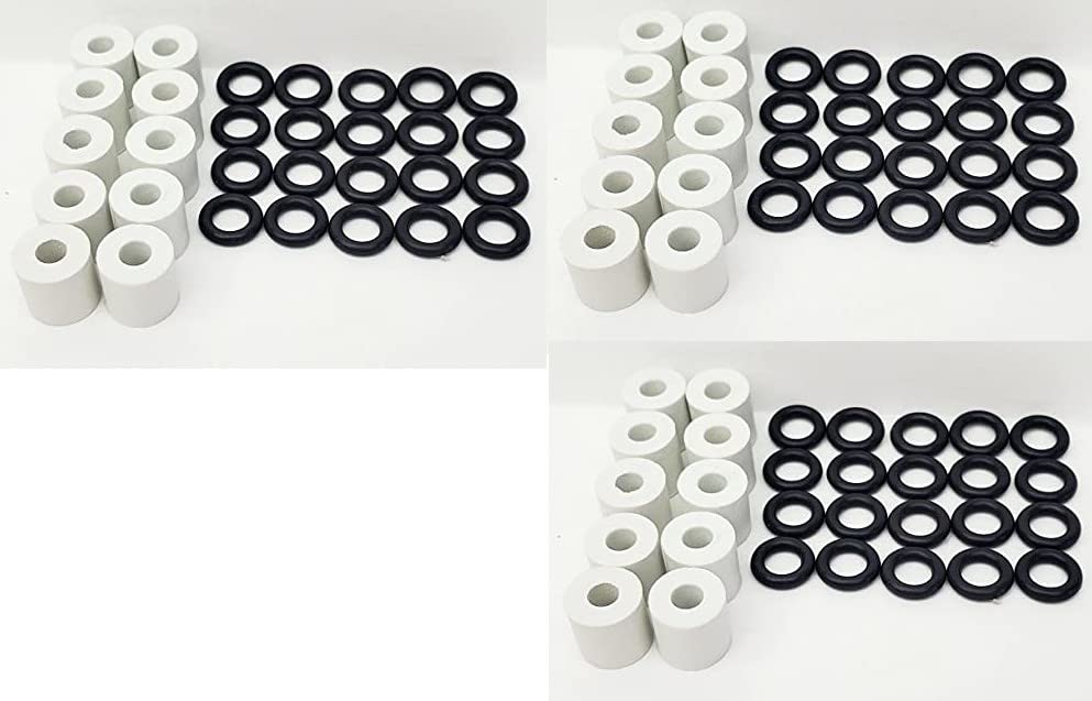 Windshield Repair Seal Set for Injector - 20 O-Rings and 10 White End Seals or Caps - Fits American Windshield Repair Systems Bridge and Other Bridges (3 Pack)