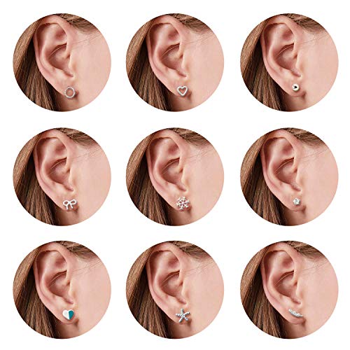 Stud Earrings Set Crystal Pearl Round Circle Heart Cubic Zirconia Geometric Ball Hypoallergenic Earring Set Charm Trendy Piercing Jewelry Gift For Women Girls Teens Lady,30 Pairs Earring #TOP4