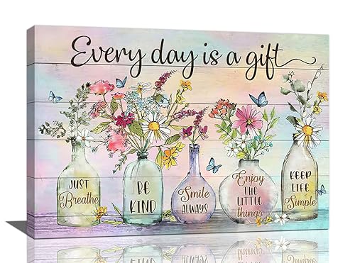 Bathroom Wall Art Bathroom Flower Pictures Wall Decor Floral Painting Canvas Prints Modern Framed Home Artwork Decoration for Bedroom Living Room Office 24"x16"