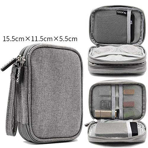 Preisvergleich Produktbild Nylon Kosmetiktasche New Travel Mobile Hard Drive-Fall-bewegliches Digital-Zubehör Aufbewahrungstasche ALULALABA (Color : Gray, Size : 15.5 * 11.5 * 5.5cm)