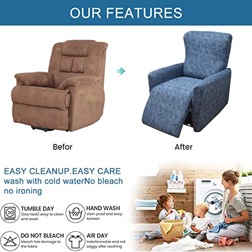 Eco-Ancheng Recliner Slipcovers 4-Pieces Recliner Chair Covers Lazy Boy Chair Covers Stretch Recliner Couch Covers Fitted Non Slip Reclining Slipcovers Furniture Protector For Recliner With Pocket #TOP5