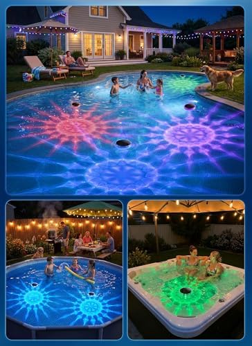 Floating-Solar-Pool-Lights 4 Pack, RGBWW 12 Lighting Modes Remote Control — view 6