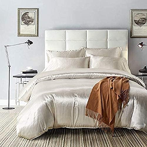 Juego de funda de edredón de 3 piezas (1 funda de edredón + 2 fundas de almohada), seda satinada, colección de ropa de cama sexy de lujo 100%