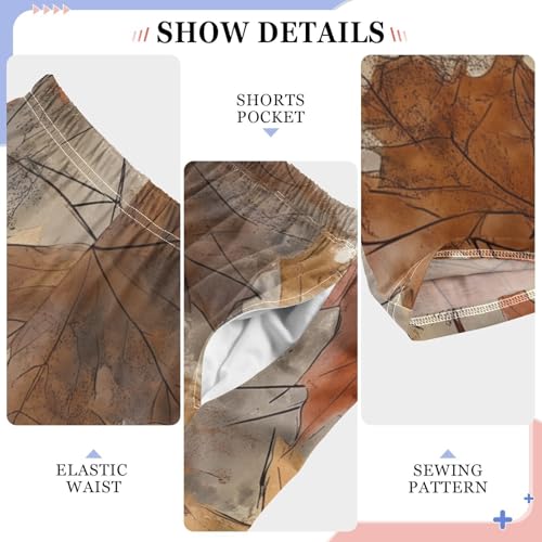 ZZXXB Retro Maple Leaves Boys Long Pants Soft Trousers Elastic Waist Kids Lounge Bottoms with Pockets S-XL4